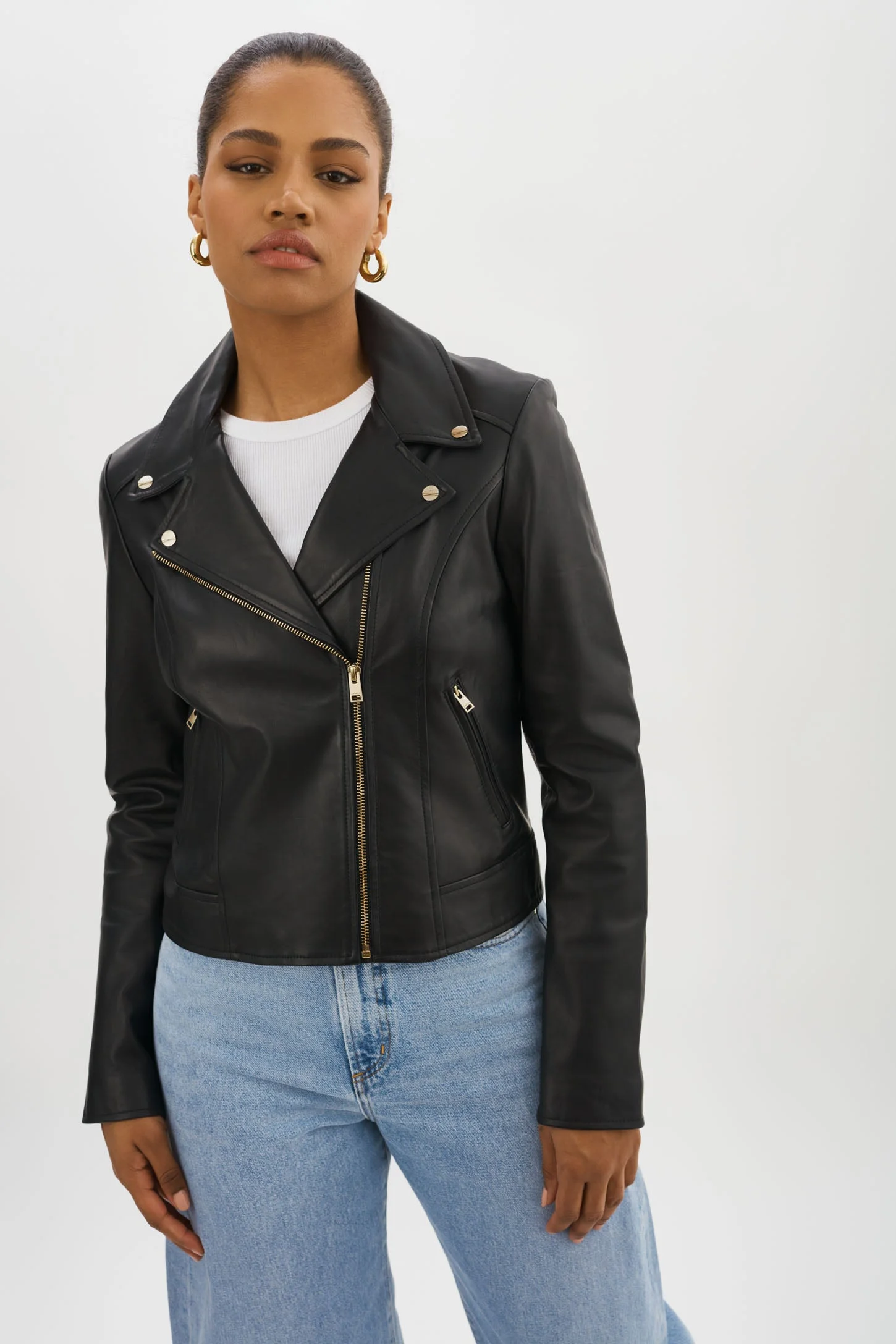 KELSEY GOLD | Leather Biker Jacket - 1
