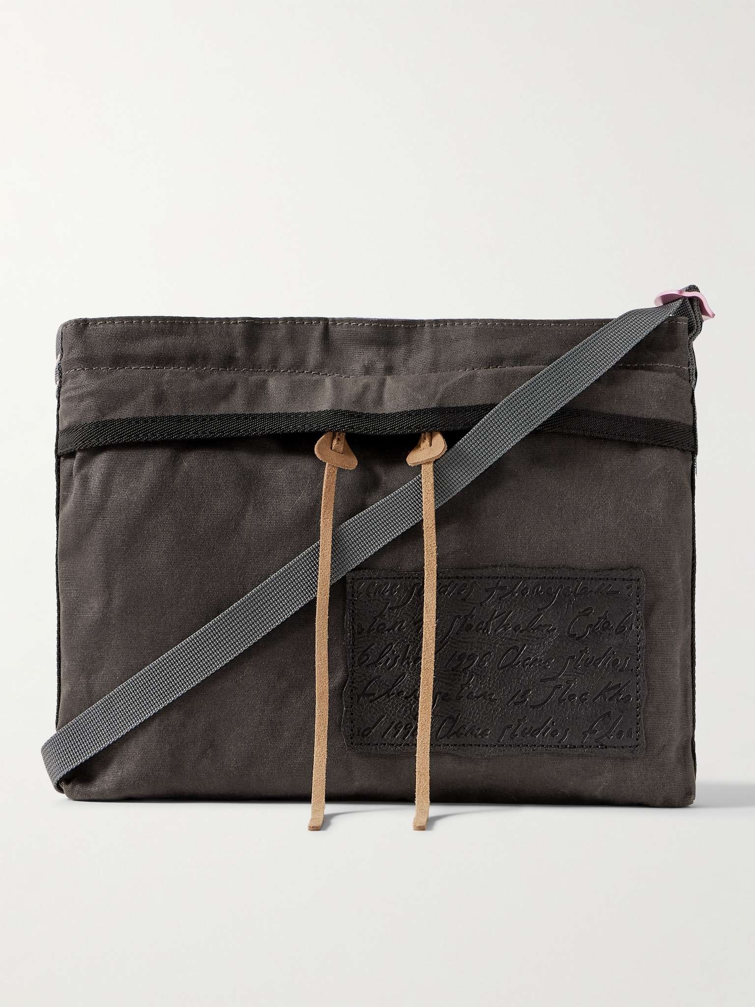 Andemer Leather-Trimmed Appliquéd Coated-Canvas Messenger Bag - 1
