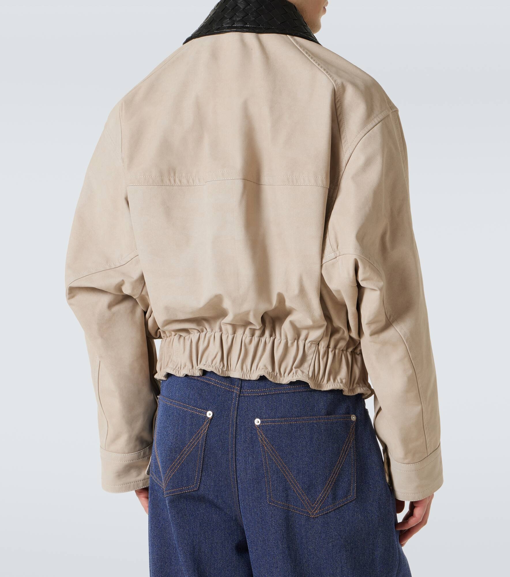 Intrecciato leather twill blouson - 4