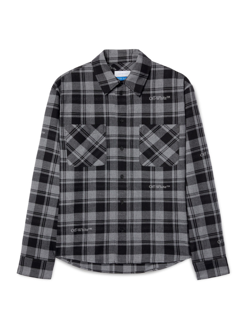 Dark Grey/black Check Flannel Shirt - 1