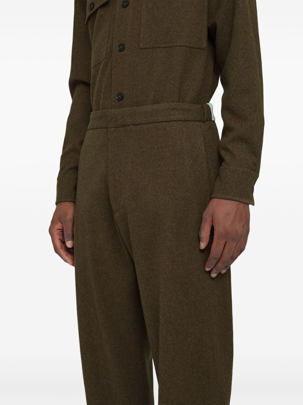 logo-patch wool tapered trousers - 6