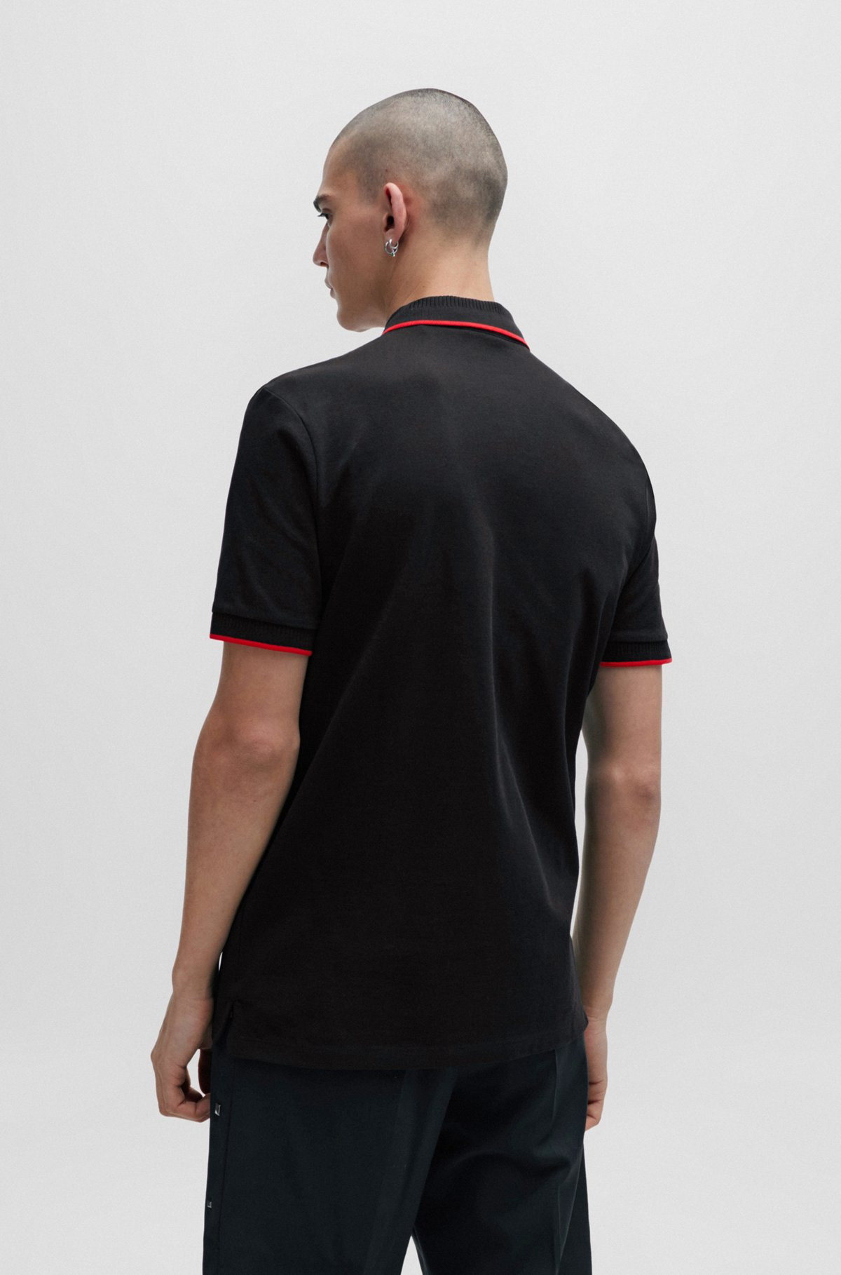 SLIM-FIT POLO SHIRT WITH RED LOGO LABEL - 5