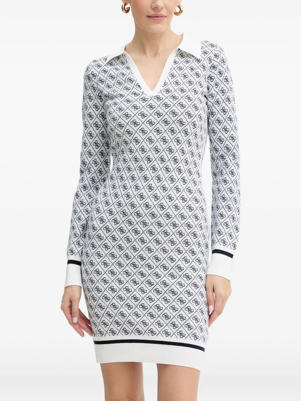 monogram V-neck mini dress - 1