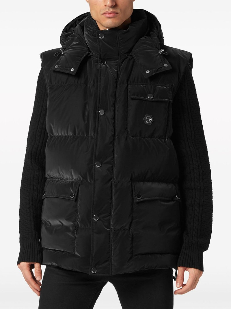 logo-appliquÃ© hooded puffer gilet 3