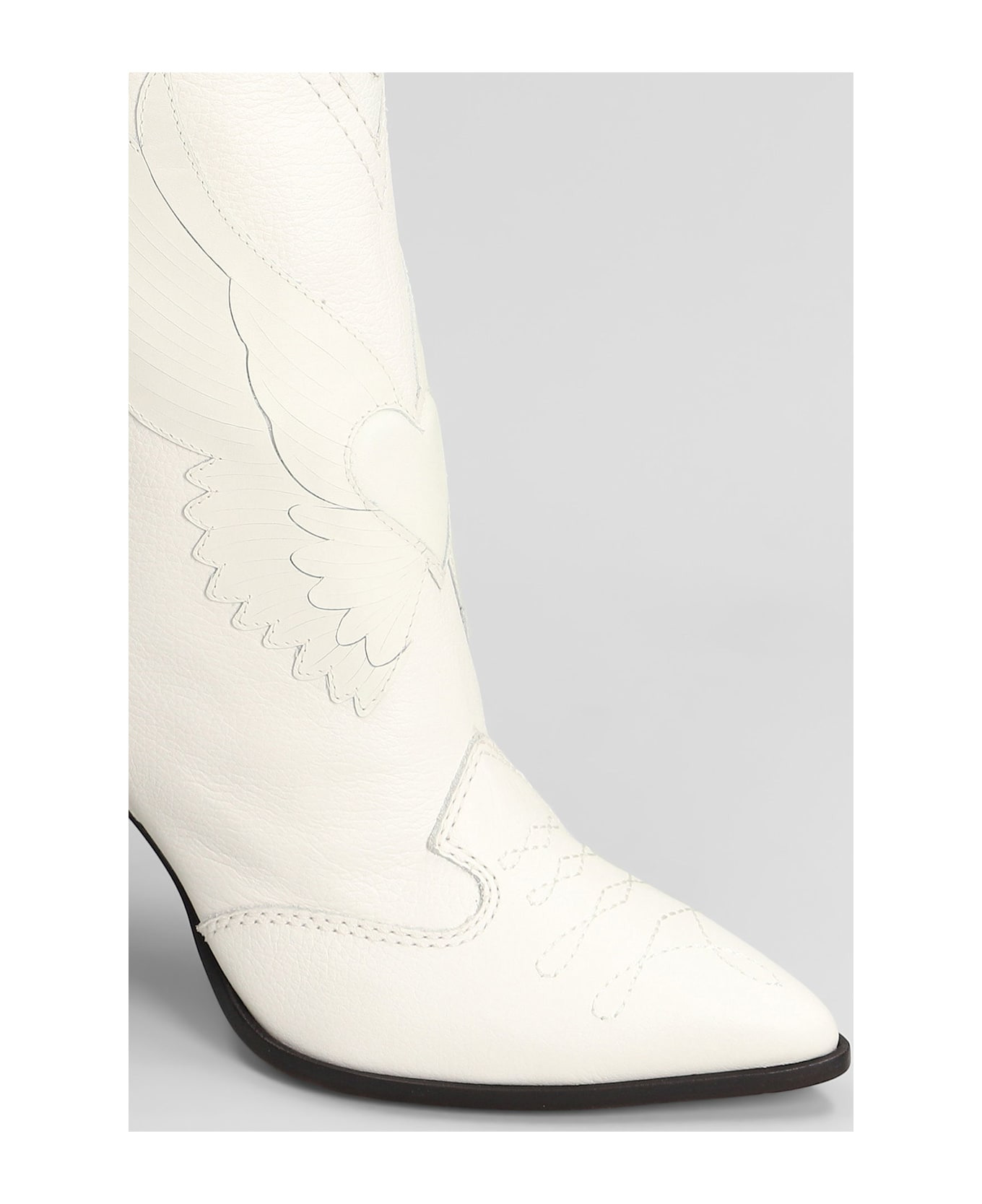 Cherub Texan Ankle Boots In White Leather - 5