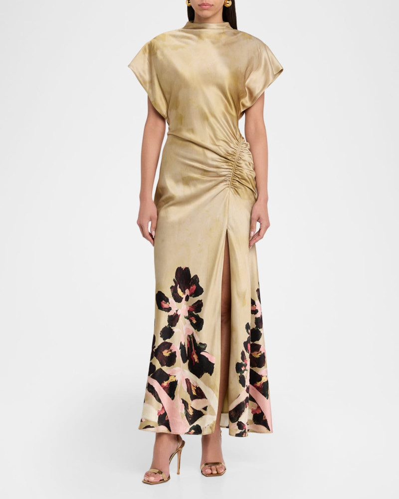 Acler Beckford Printed Satin Maxi Dress outlook