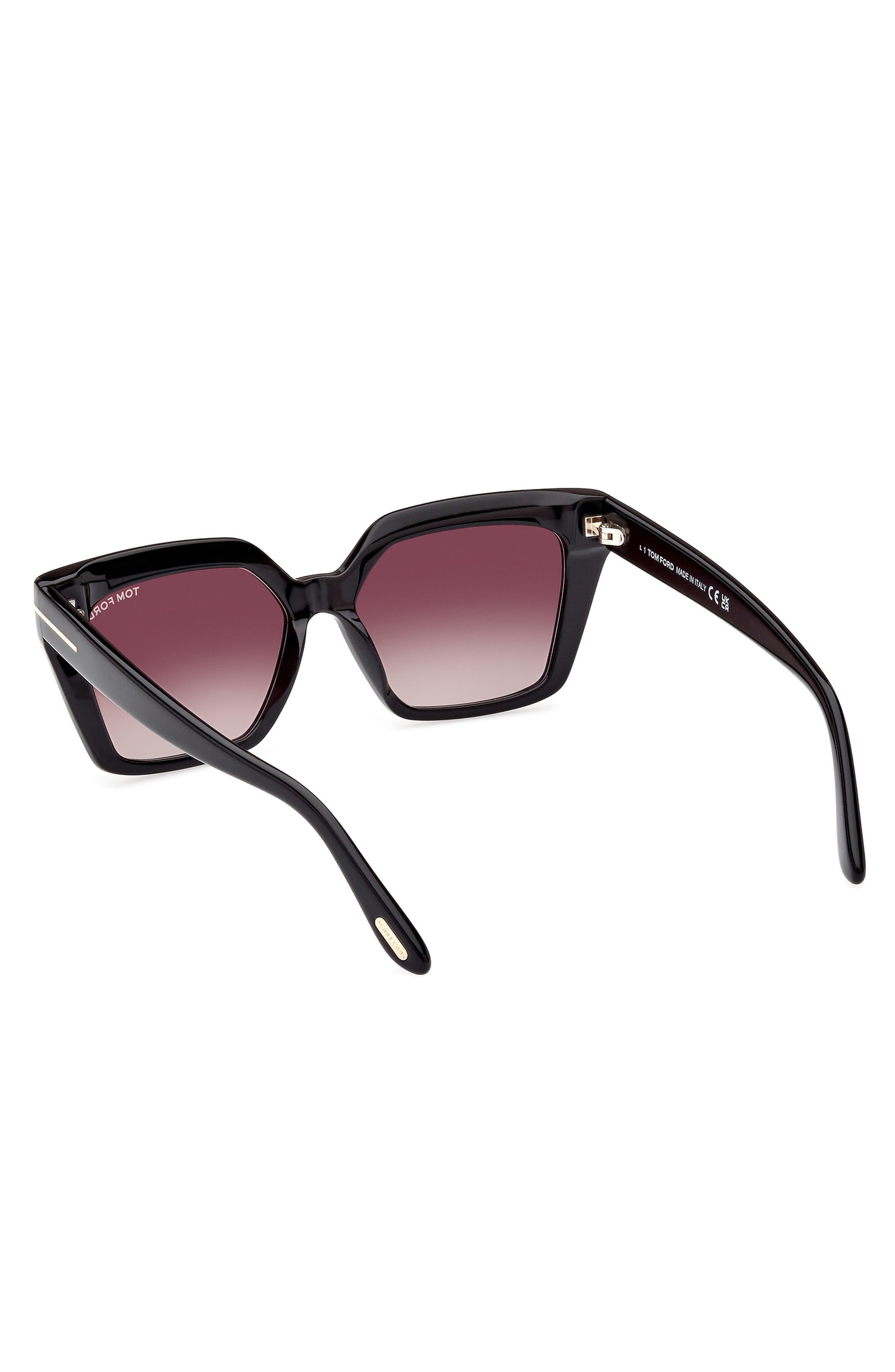 TOM FORD Winona 53mm Gradient Cat Eye Sunglasses in Shiny Black /Gradient Rose at Nordstrom - 6