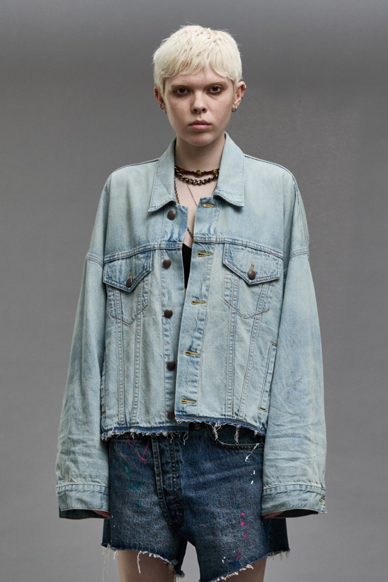 OVERSIZED CUT-OFF TRUCKER JACKET - LENNON BLUE - 1