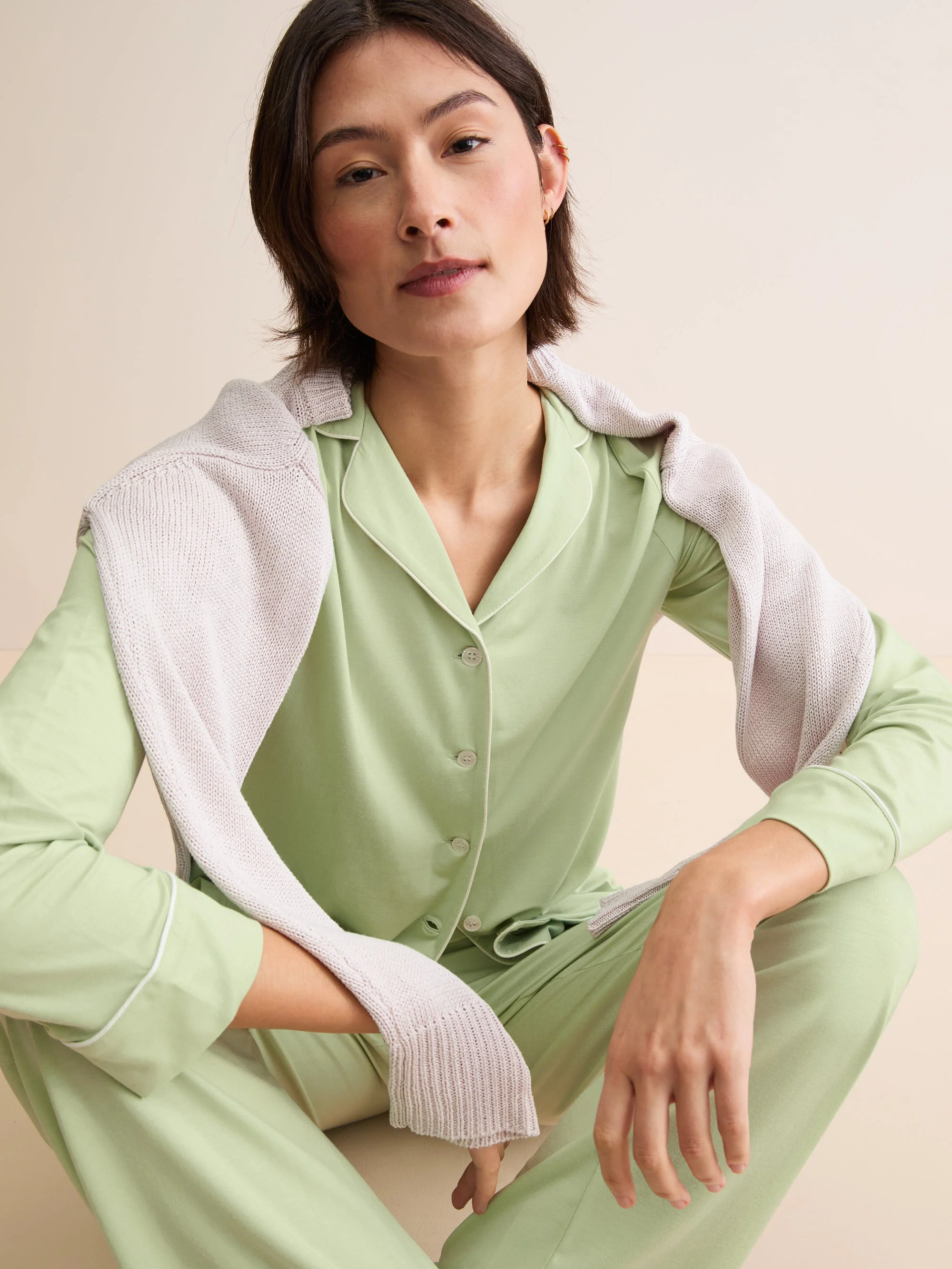 Lara Micro Modal Pajamas Pistachio Green - 1
