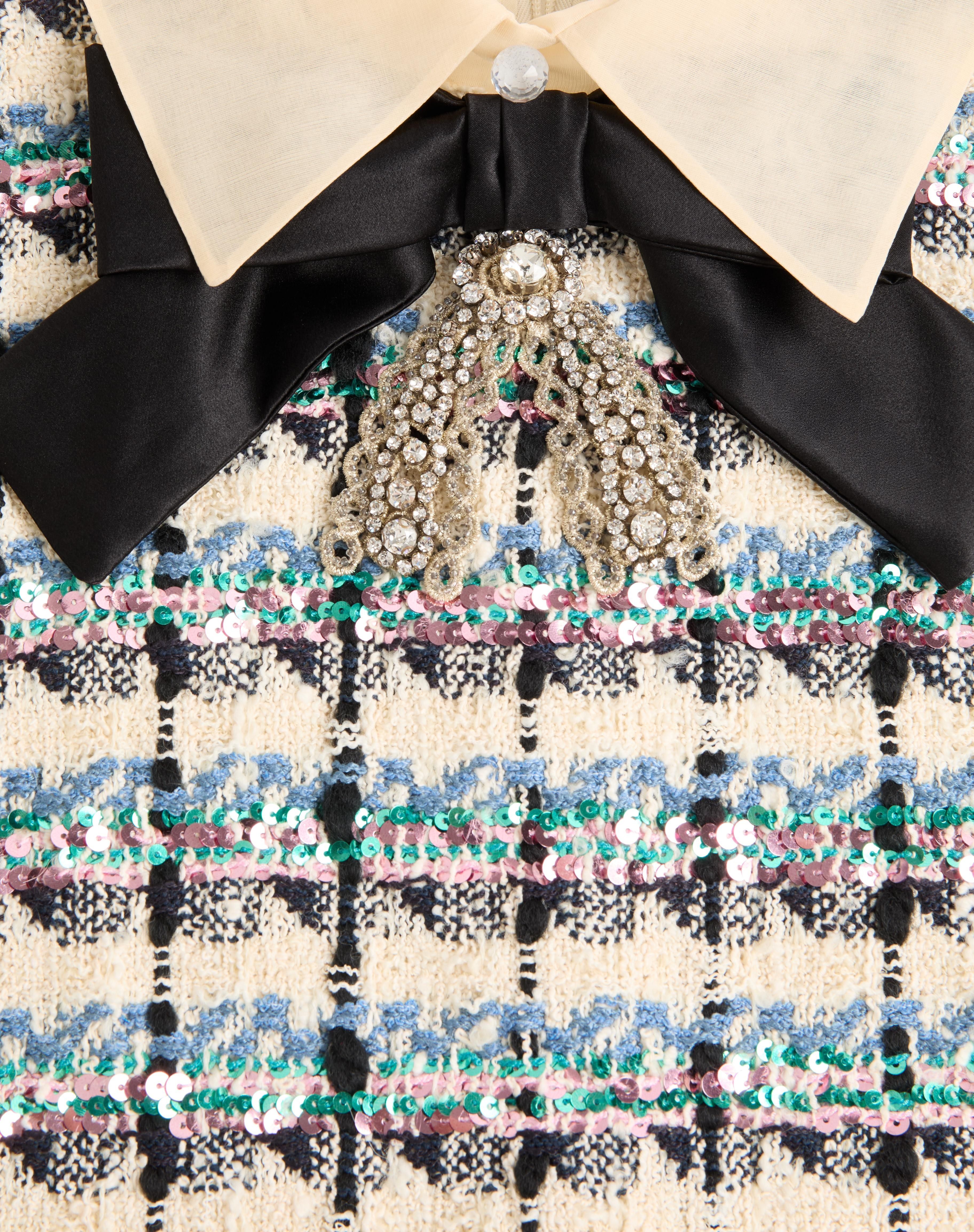 TWEED PAILLETTES EMBROIDERED SHORT DRESS - 8