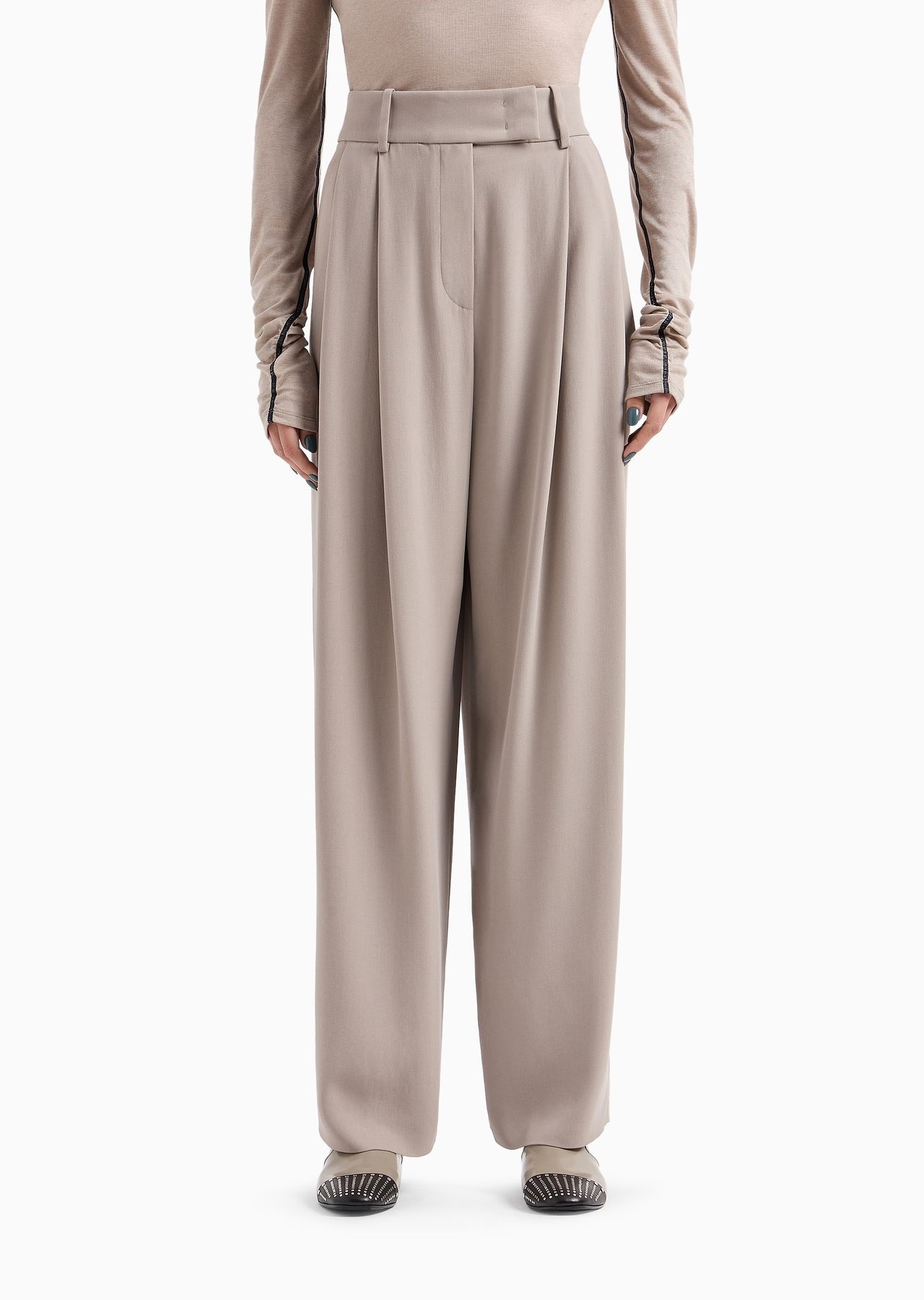 GIORGIO ARMANI SILK-GEORGETTE TAILORED TROUSERS | suitnegozi