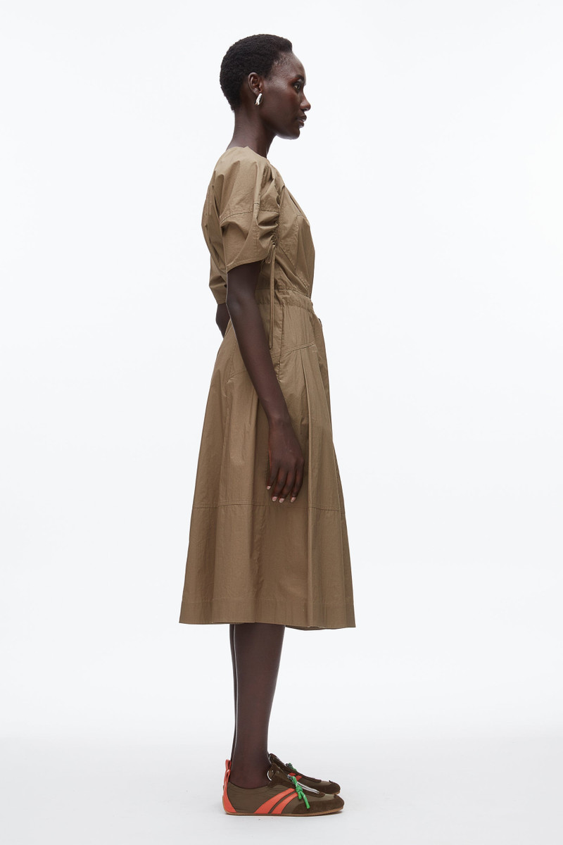 Poplin Ruched Sleeve Midi Dress 3