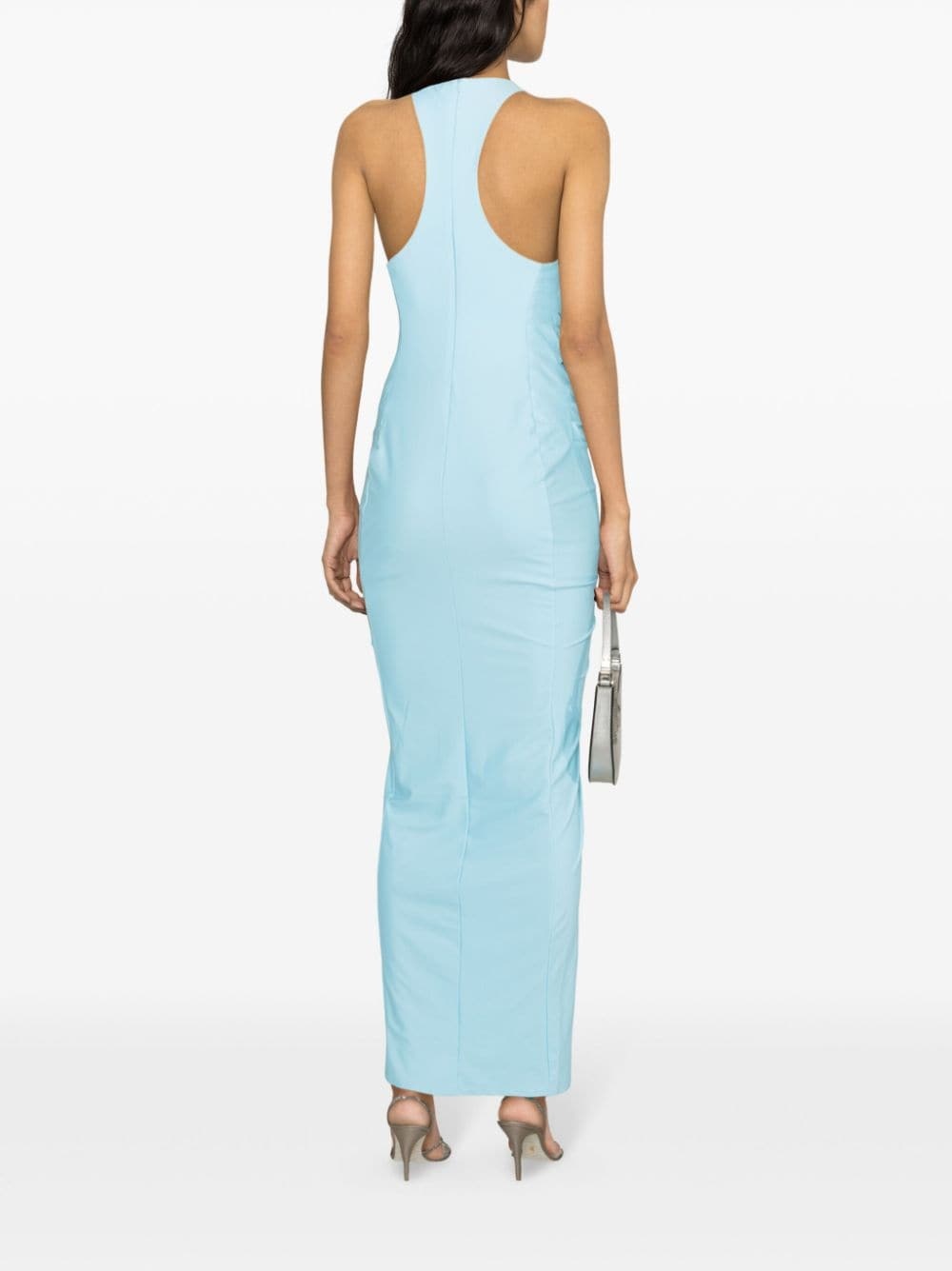 halterneck ruched maxi dress - 4