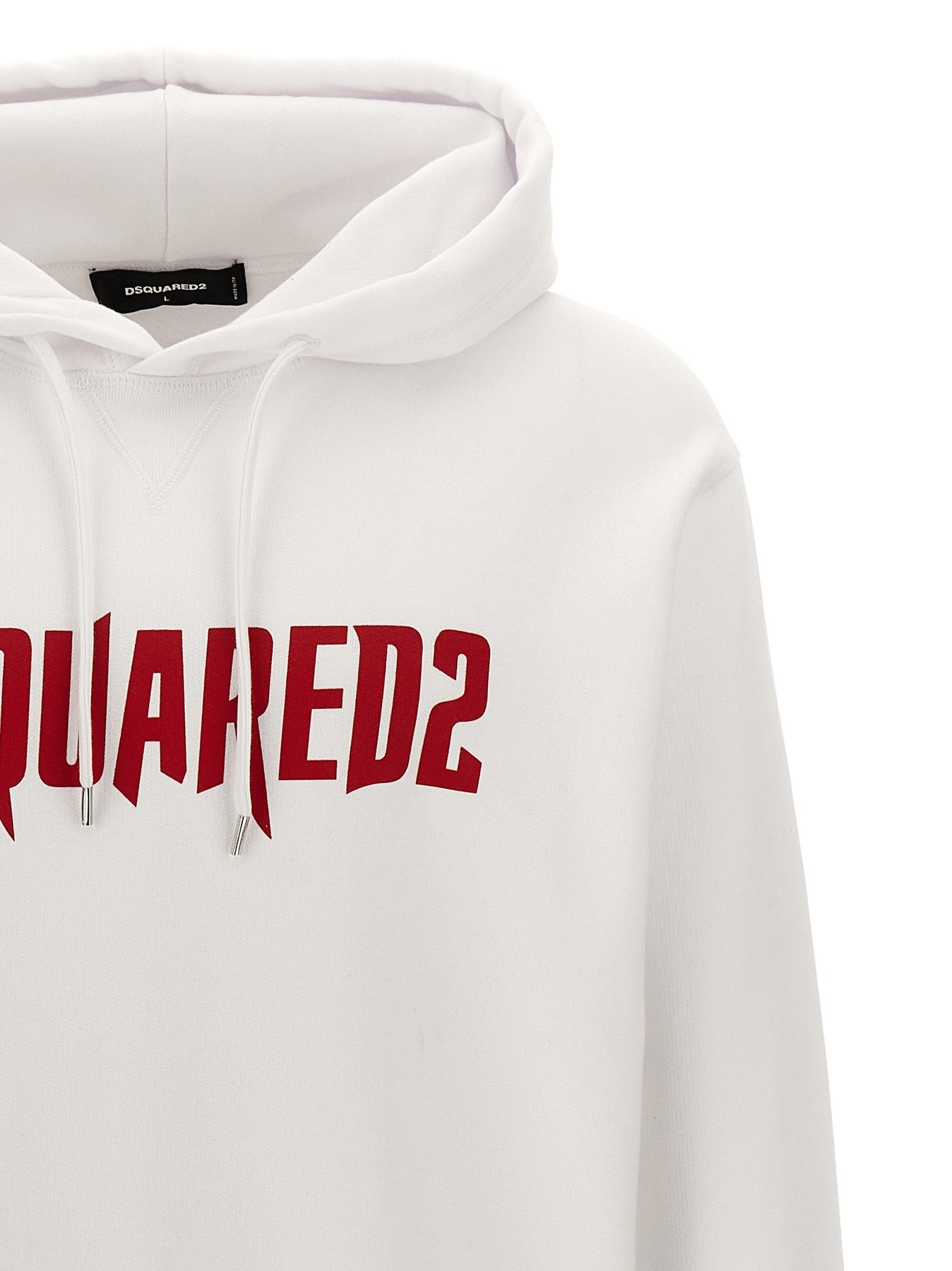 Logo Print Hoodie Sweatshirt White - 3