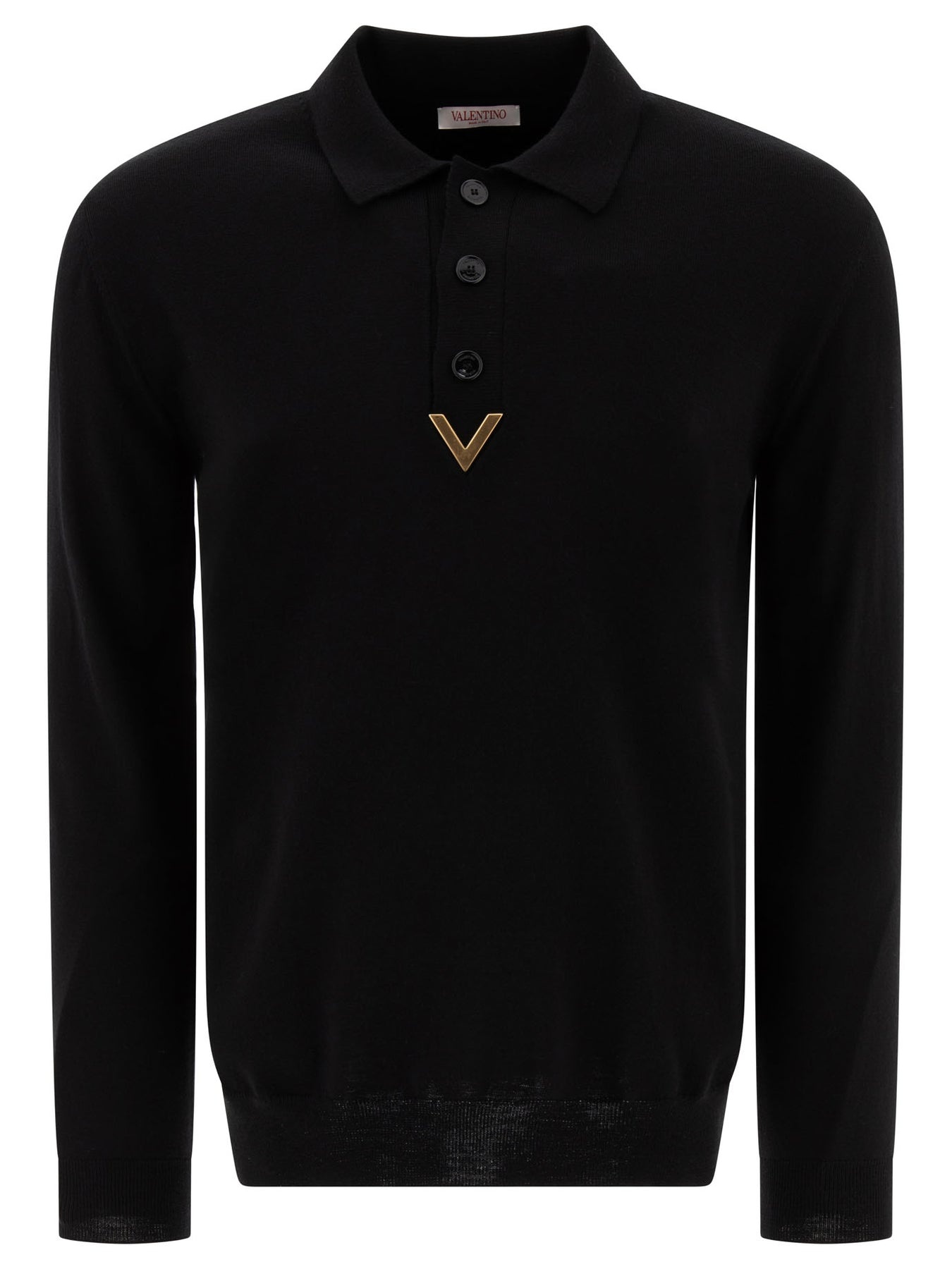 Polo Shirt With V Detail Polo Shirts Black - 1