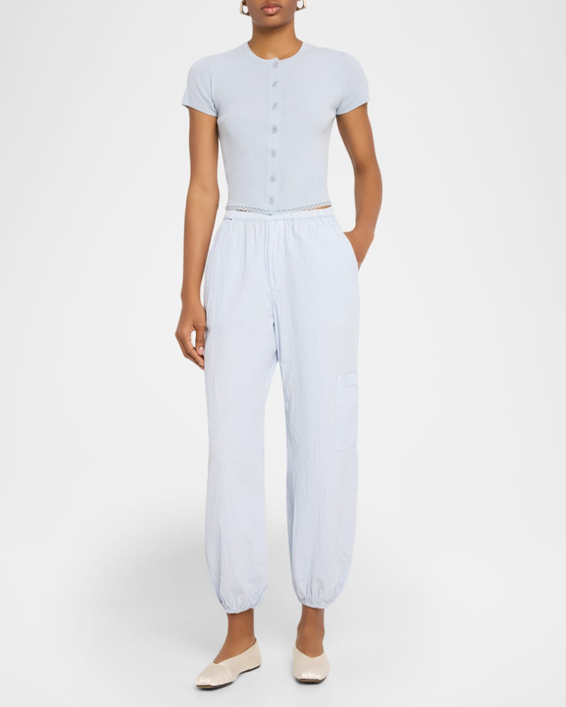 SABLYN Adelaide Slim Short-Sleeve Cardigan with Lace Trim outlook