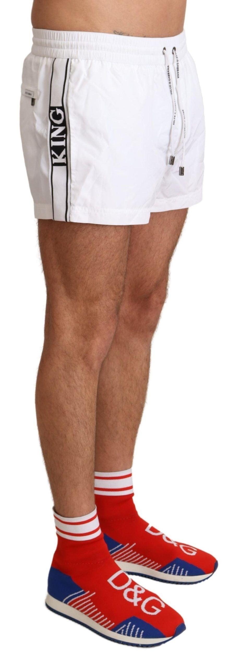 Dolce & Gabbana White King Mens Beachwear Swimwear Shorts - 2