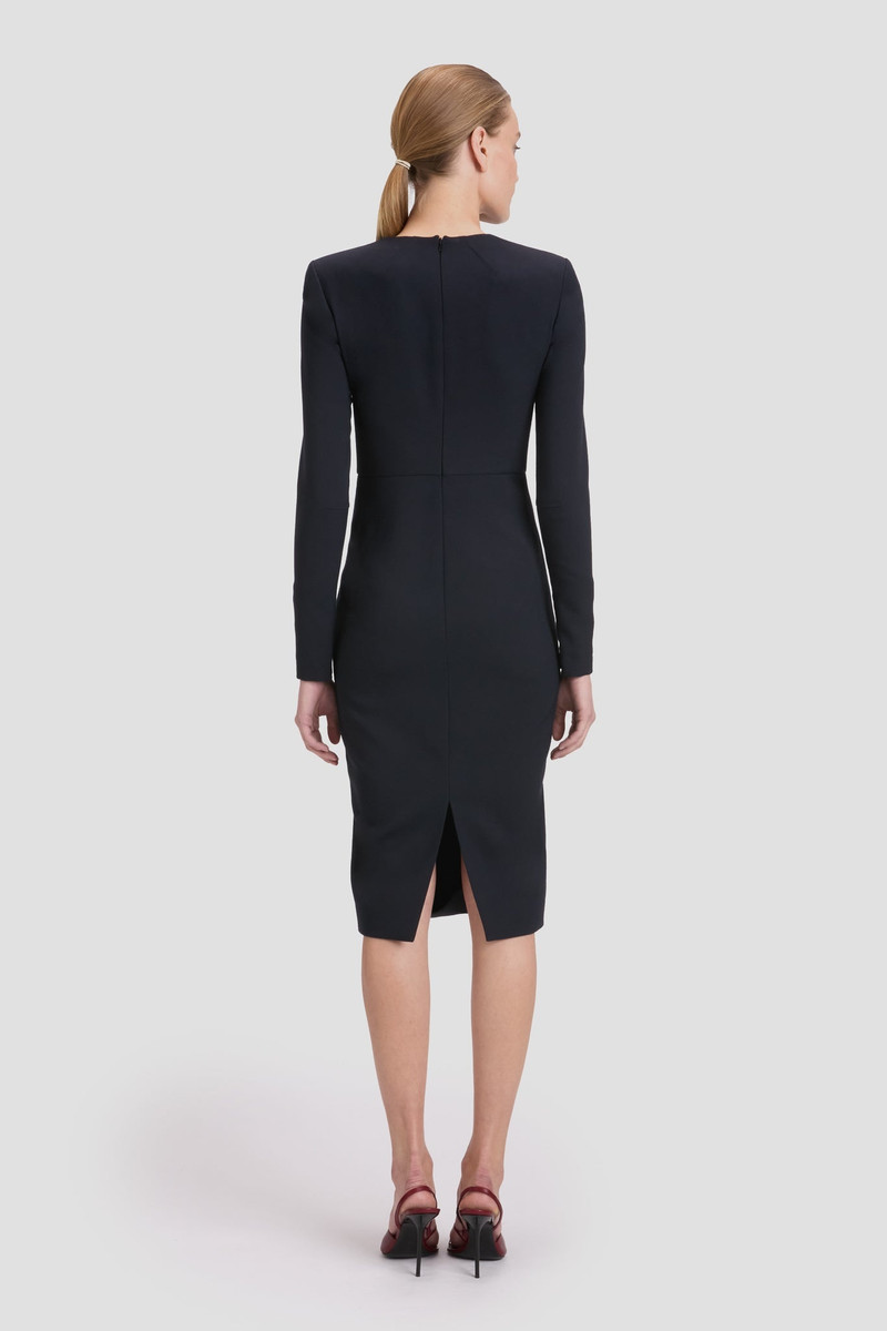 Long Sleeve T-Shirt Fitted Dress In Navy 5