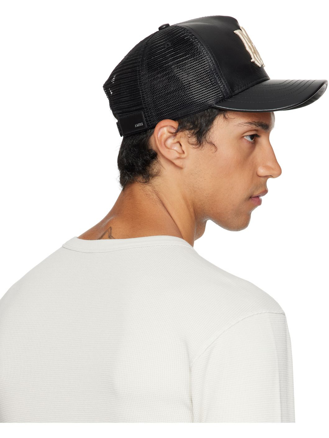 Black Leather MA Trucker Cap - 3