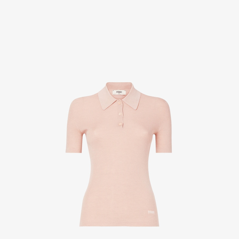 Sweater Pink knit polo shirt 1