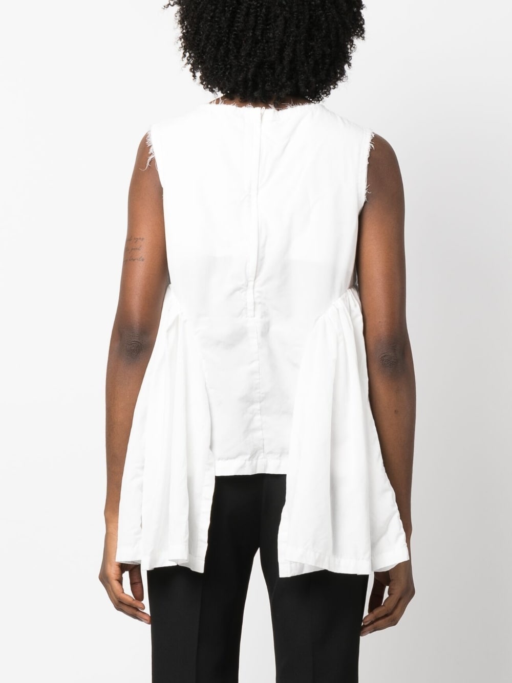 drape-detail frayed tank top - 4