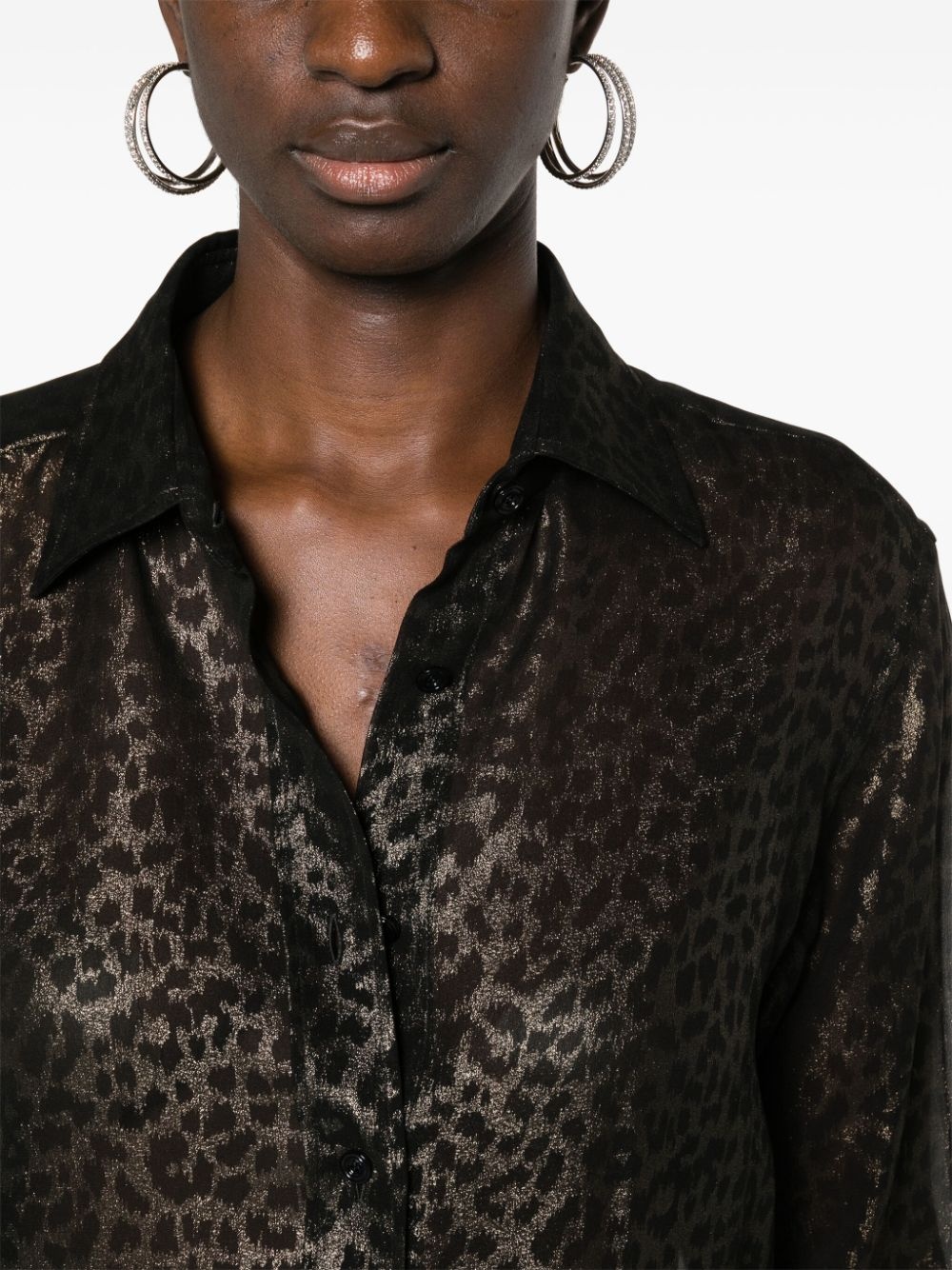 laminated leopard-print silk shirt - 5