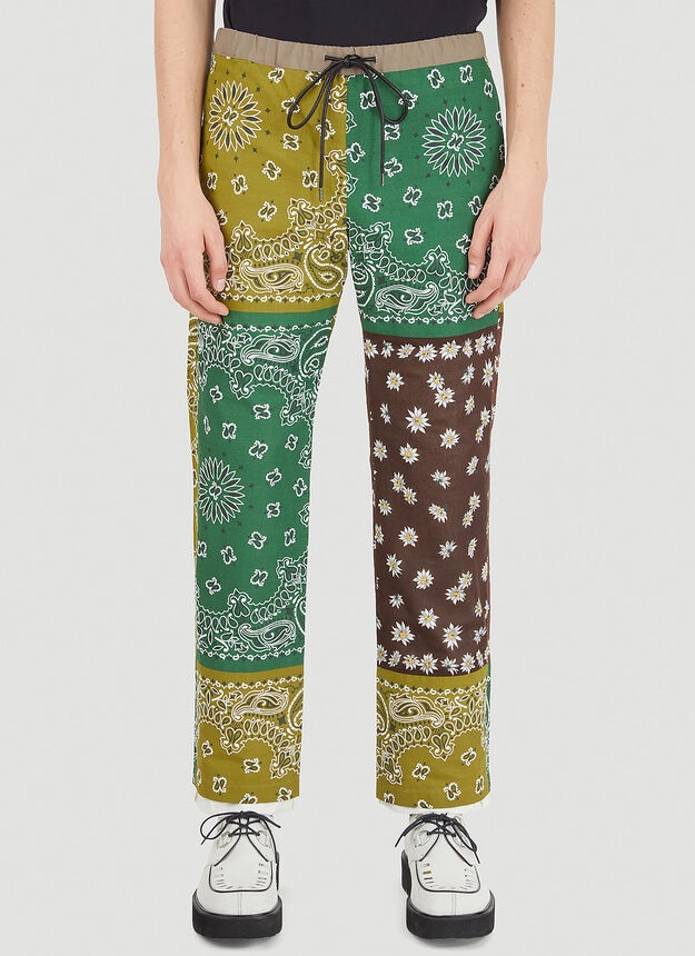 Patchwork Bandana Pants in Green - 1