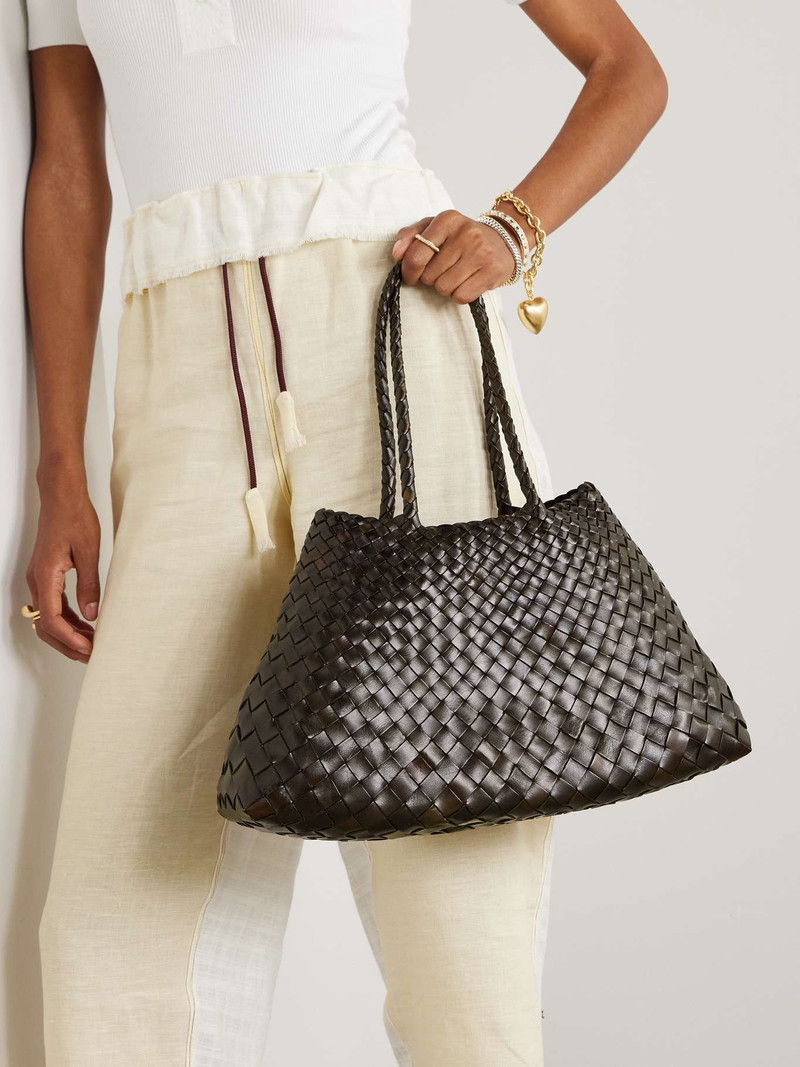 DRAGON DIFFUSION Santa Croce Big woven leather tote Dark brown outlook