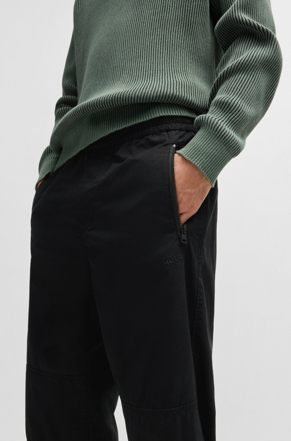 REGULAR-FIT TROUSERS IN PAPER-TOUCH COTTON - 5
