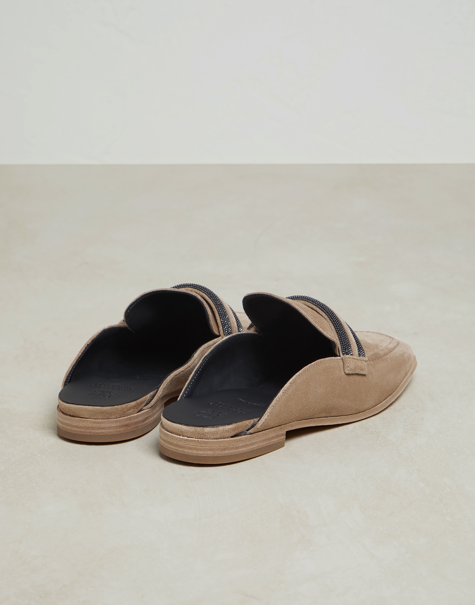 Suede slip-on loafers with precious bands - 3