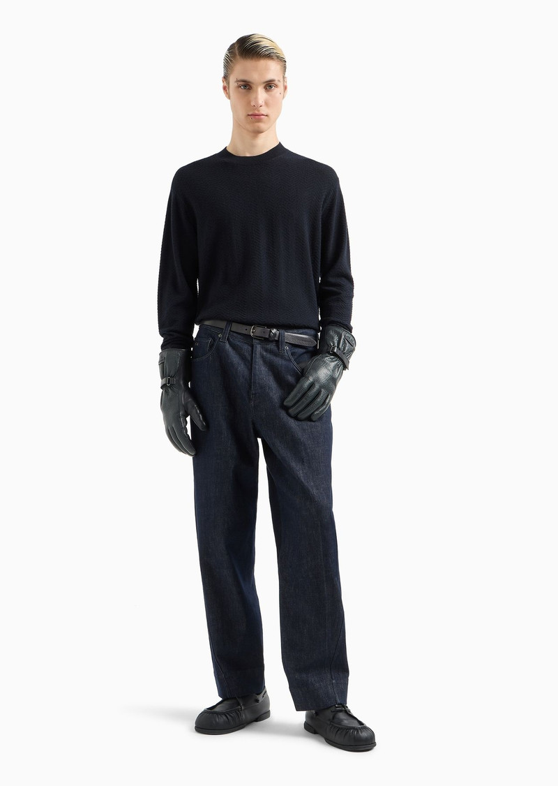 EMPORIO ARMANI Mock-neck jumper in virgin wool with a micro-textured weave outlook