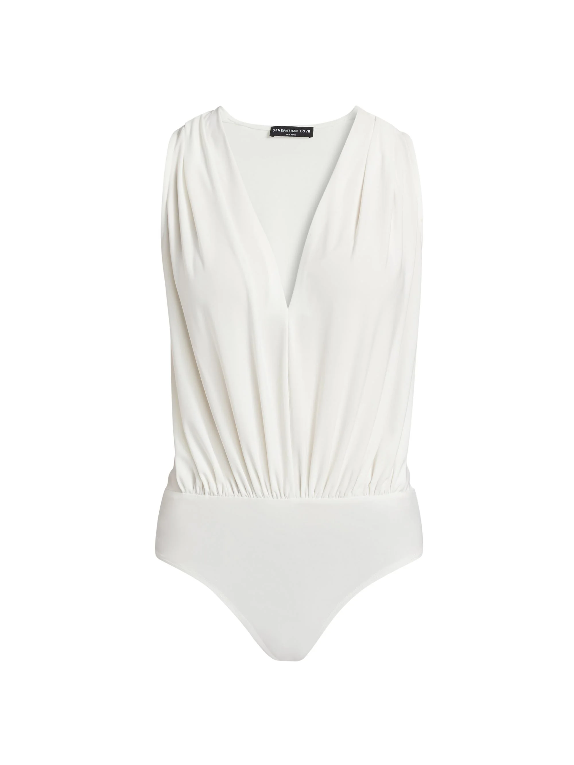 Women's Ansel Draped Jersey Bodysuit - White - 1