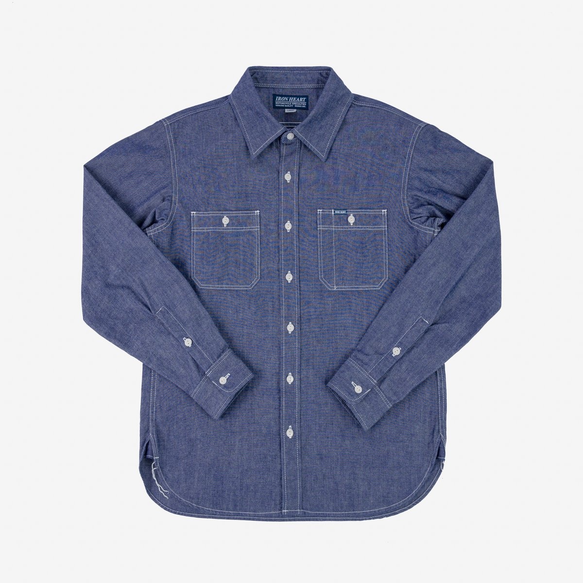 IHSH-363-NAV 10oz Organic Chambray Work Shirt - Navy Blue - 1