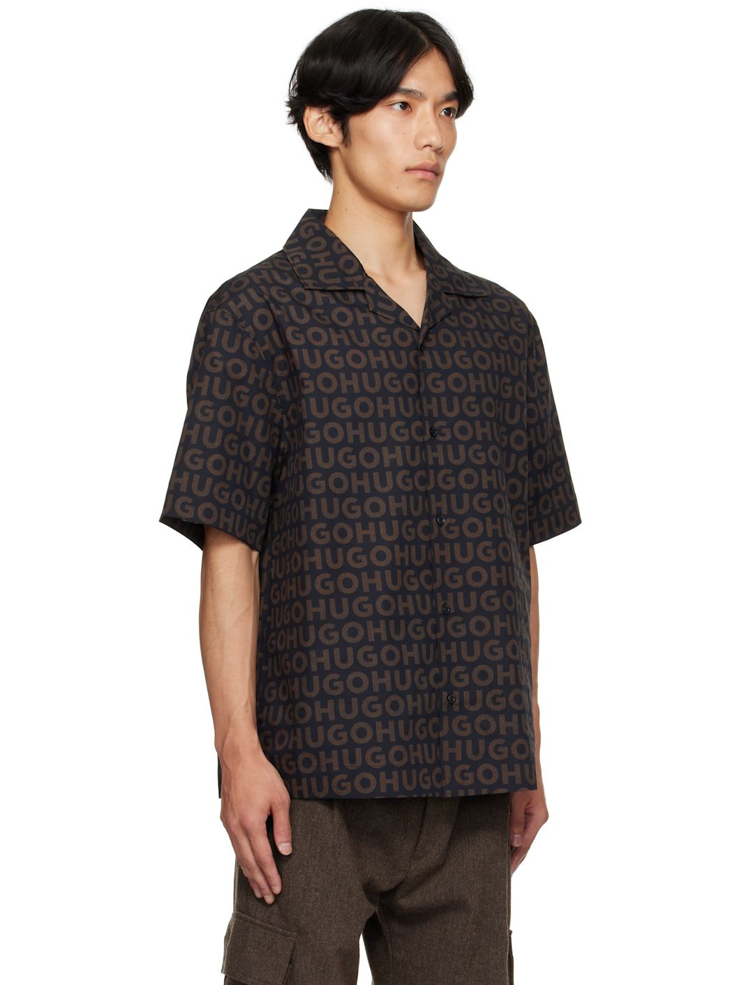 Black & Brown Oversize-Fit Printed Cotton Poplin Shirt - 2