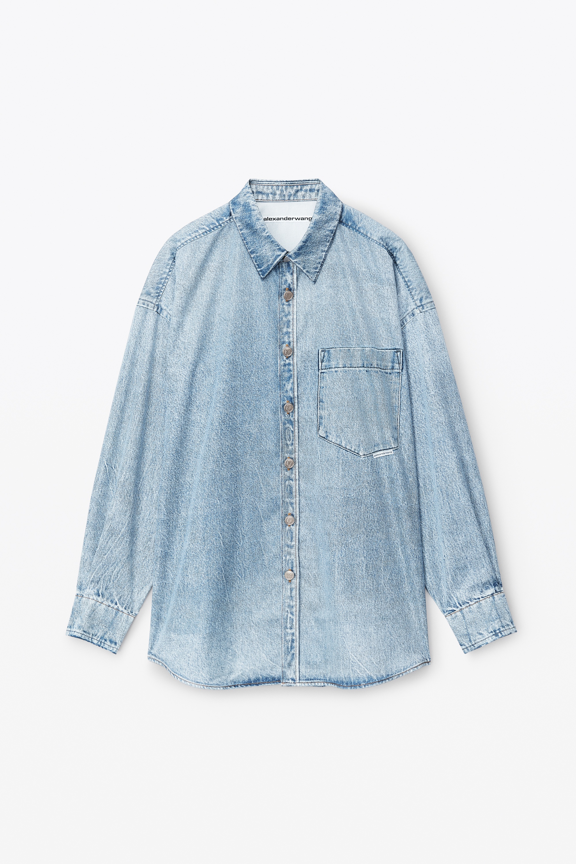 printed denim shirt in nylon - 1