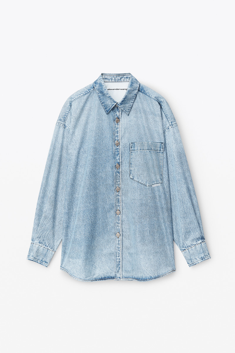 printed denim shirt in nylon 1