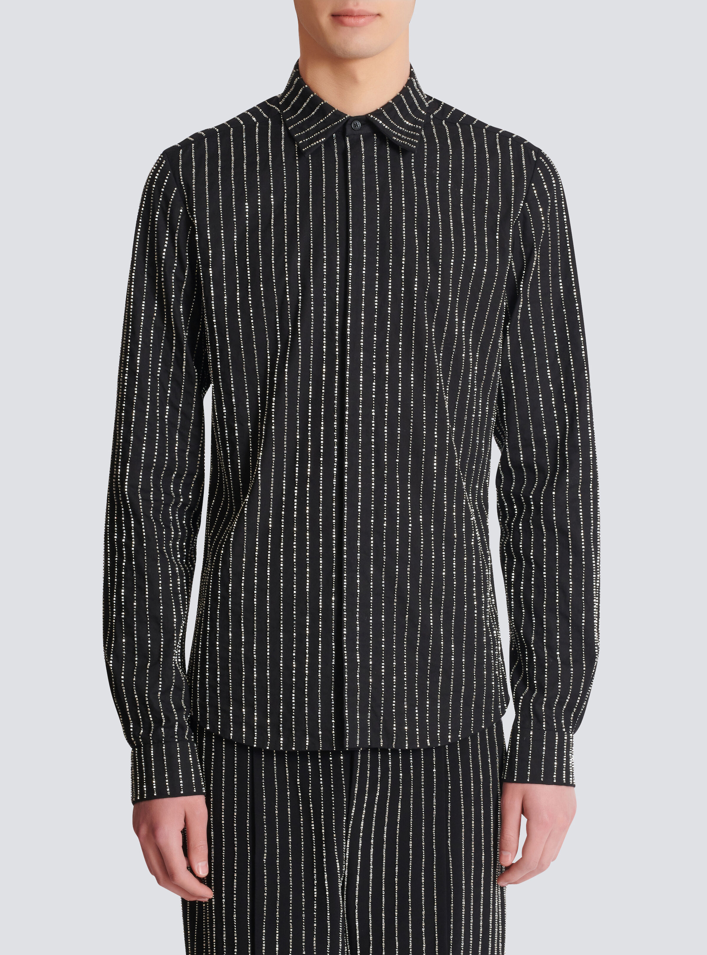 Cotton shirt with crystal stripes - 5