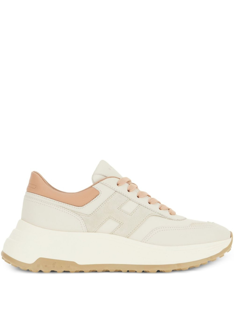 Hi-fi leather panelled trainers 1