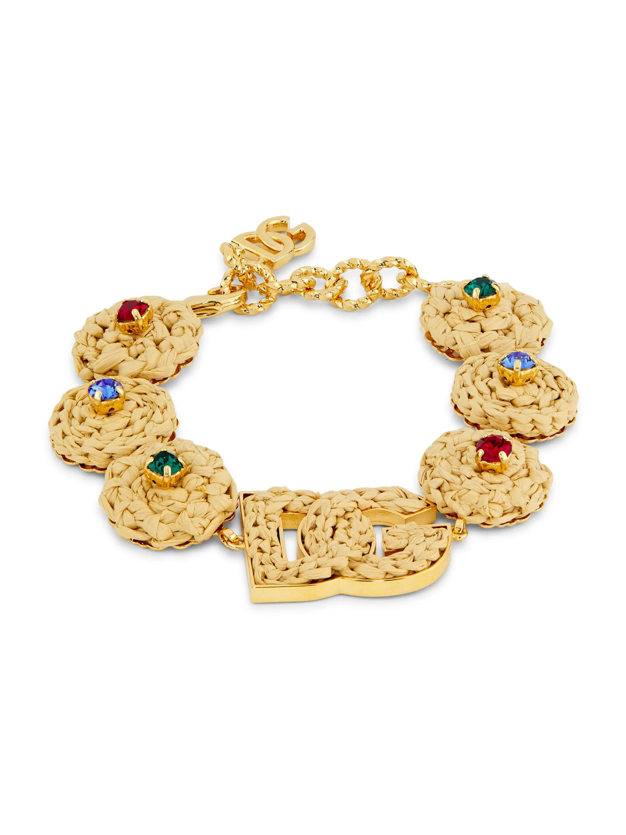 Women's Goldtone, Raffia & Glass Crystal Monogram Bracelet - Gold - 1