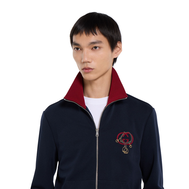 Technical jersey zip jacket with embroidery 3