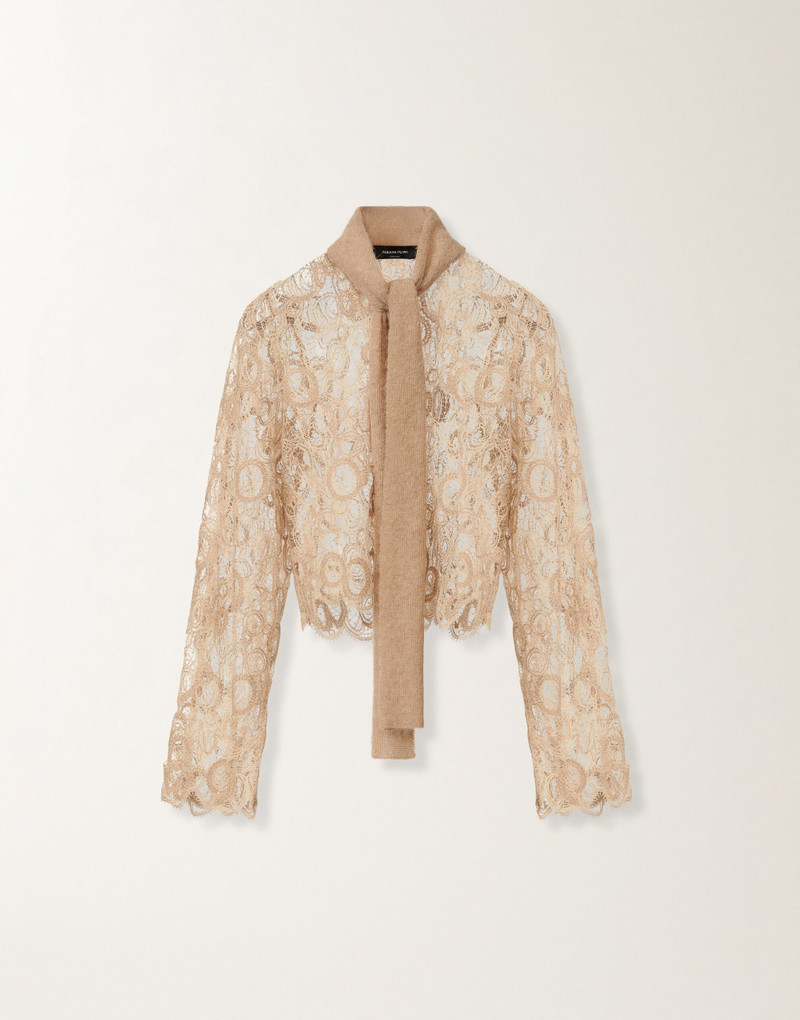Macramé lace cropped shirt 1