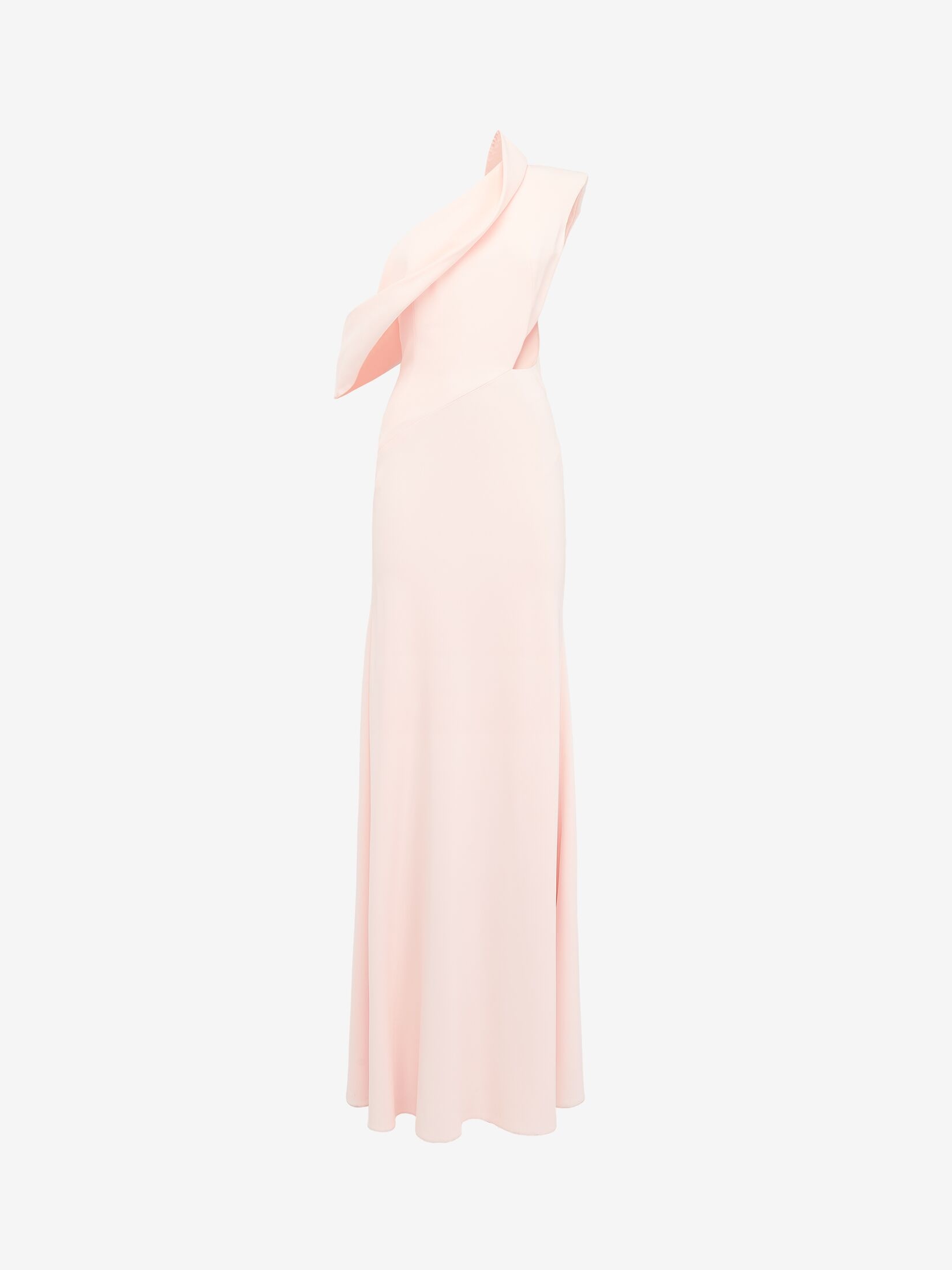 Women's Asymmetric Draped Evening Dress in Venus Pink - 1