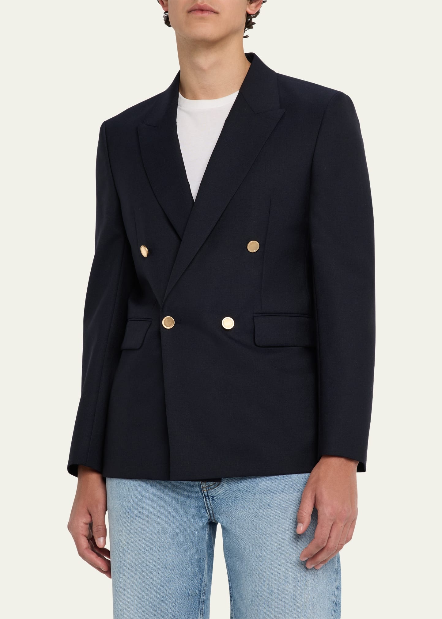 Men's Double-Breasted Wool Blazer Jacket - 4
