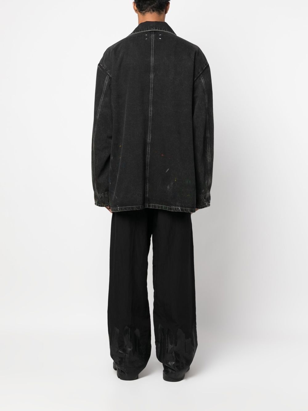single-breasted denim coat - 5