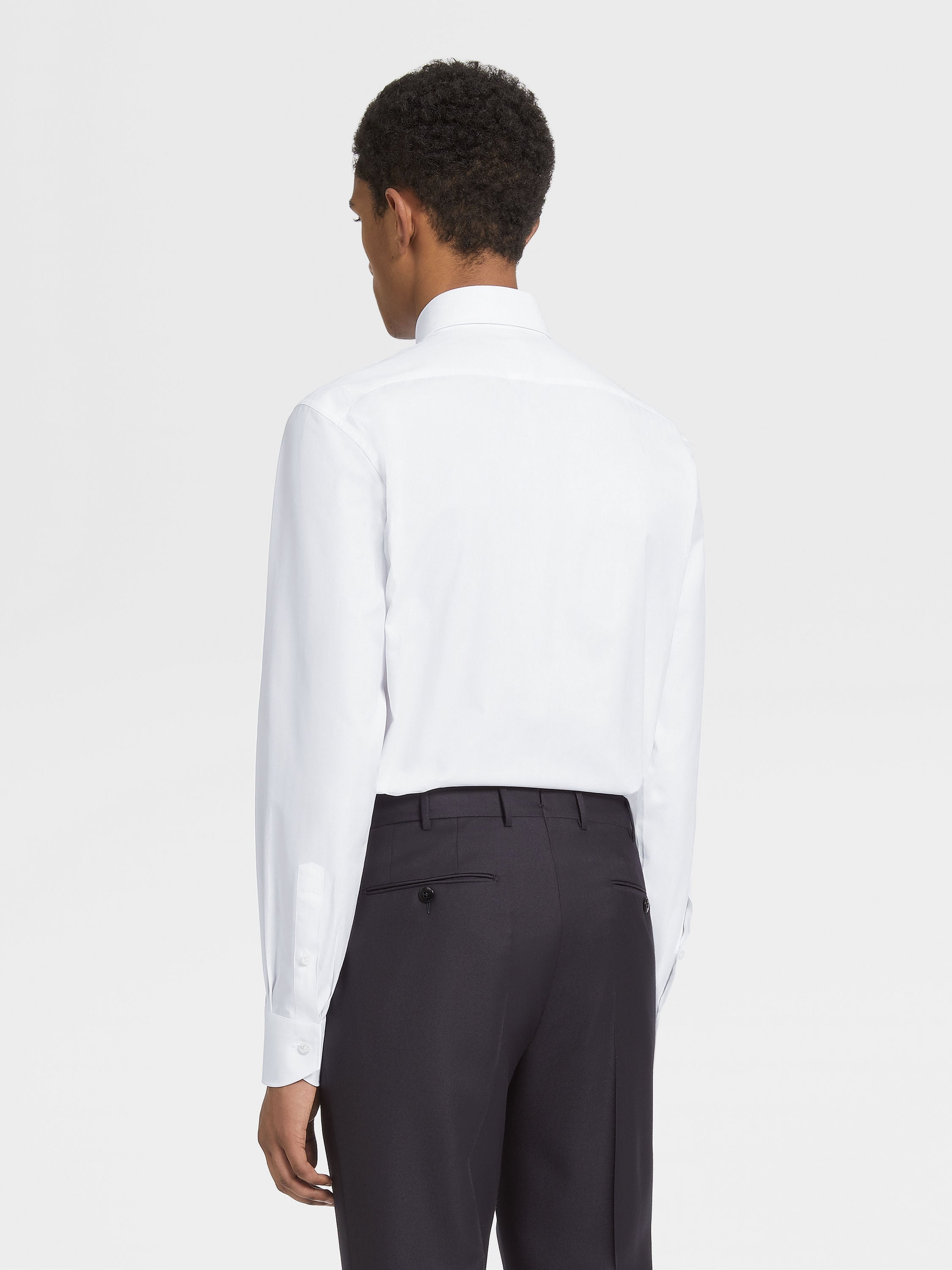 WHITE SEA ISLAND COTTON LONG-SLEEVE TAILORING SHIRT - 4