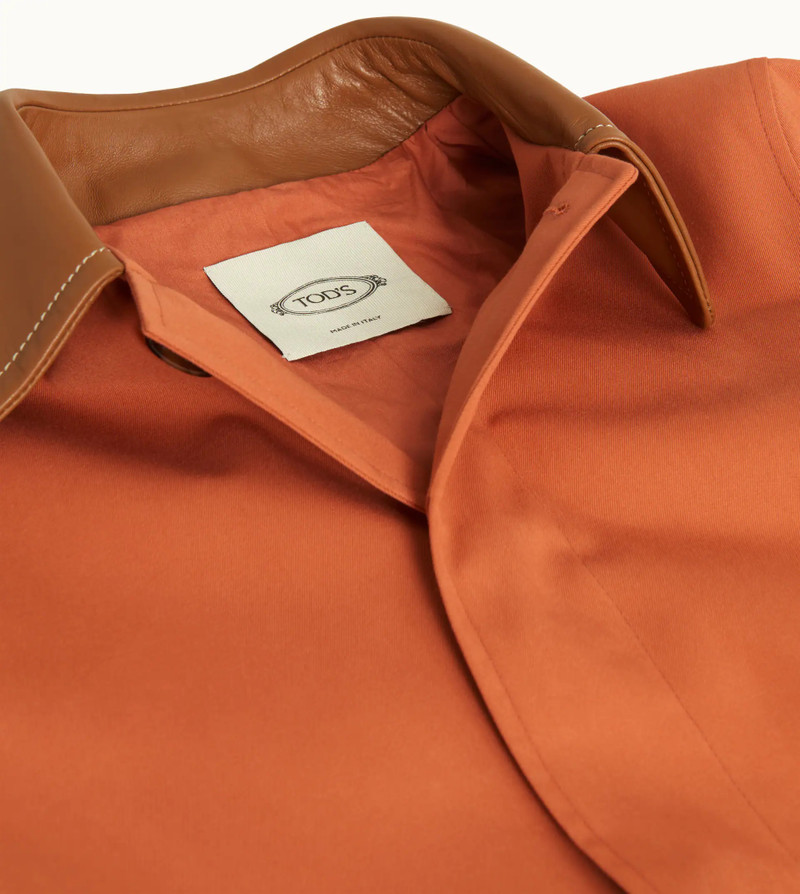 Tod's TRENCH COAT WITH LEATHER INSERTS - ORANGE outlook