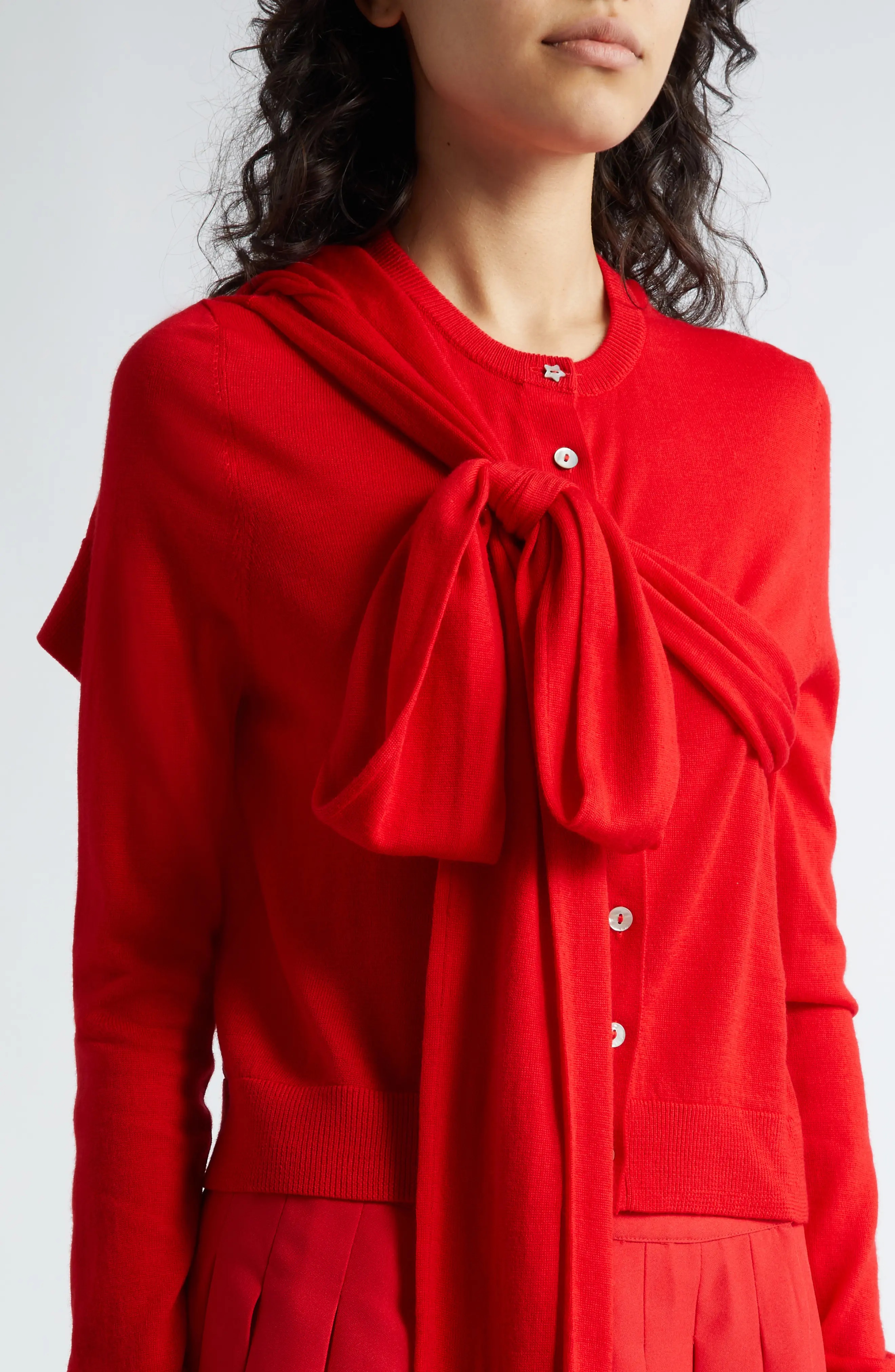 Hermit Merino Wool Bow Cardigan - 5
