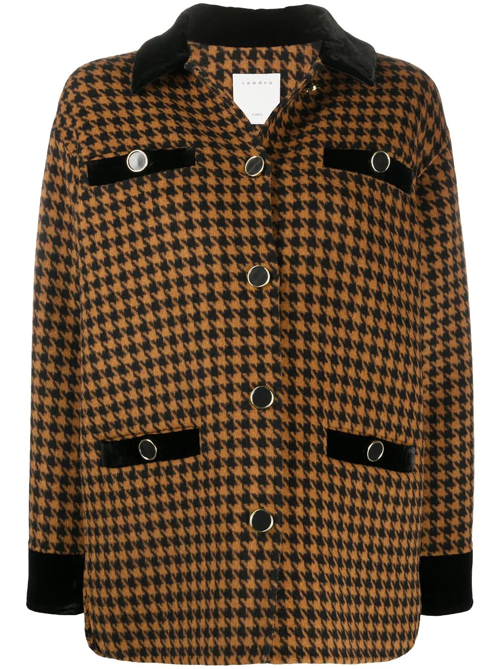 Tayla dogtooth print wool blend coat - 1