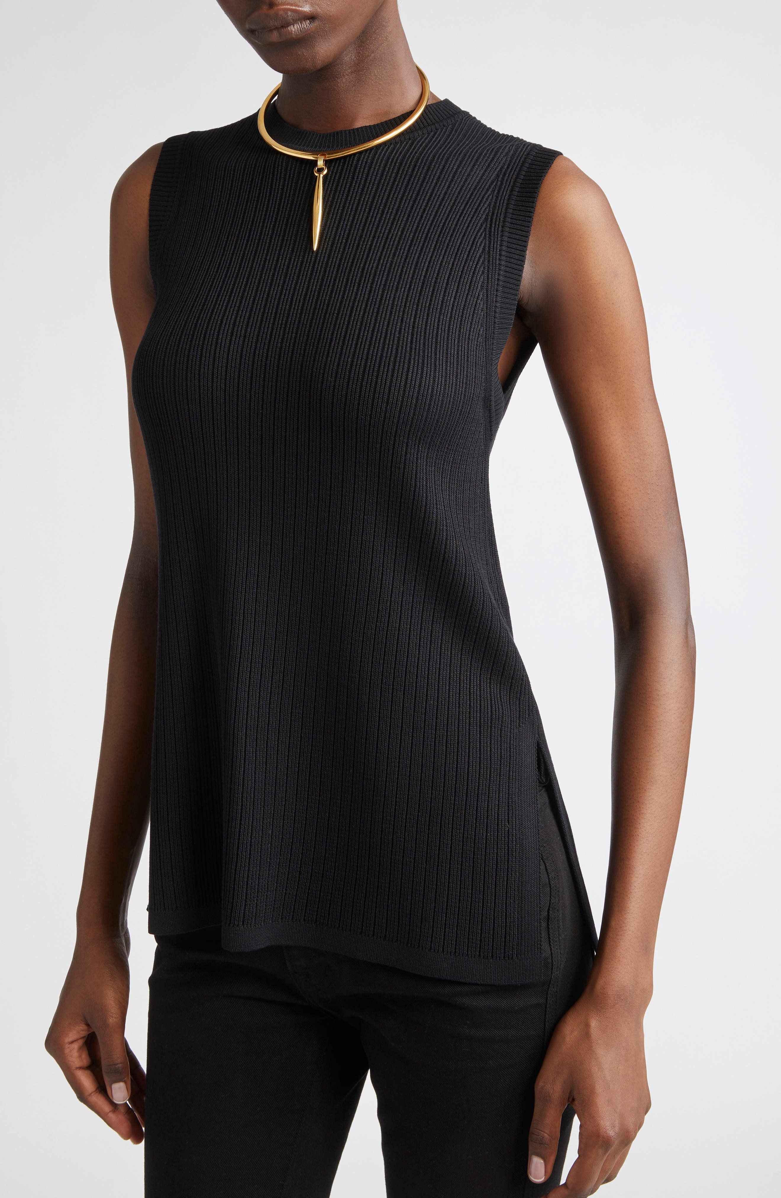 TOM FORD Sleeveless Rib Mini Sweater Dress in Black at Nordstrom - 5