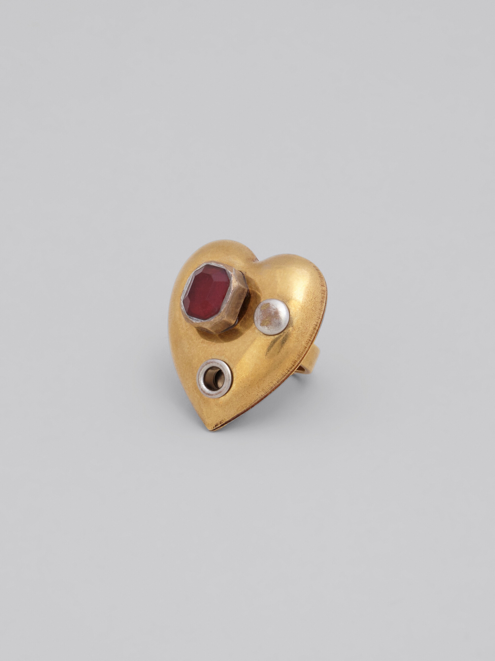 RAW HEARTS GOLD RING WITH BROWN STONE - 4